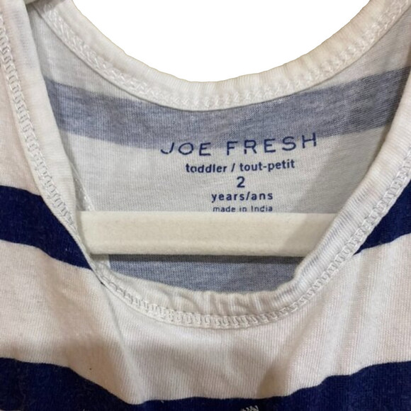 Girls Joe Fresh Dress 2T White & Navy stripes with palm tree sparkle - Picture 3 of 3